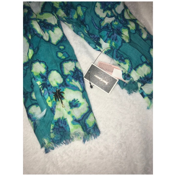 🌺SALE 🌺JUICY COUTURE BLUE WASHED HIBISCUS SCARF - Picture 4 of 8